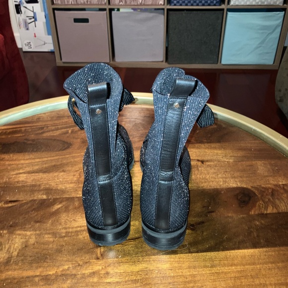 Kate Spade Merigue Shimmery Rib Knit Lug Sole Combat Boots Gunmetal Black US 10 - Picture 4 of 7